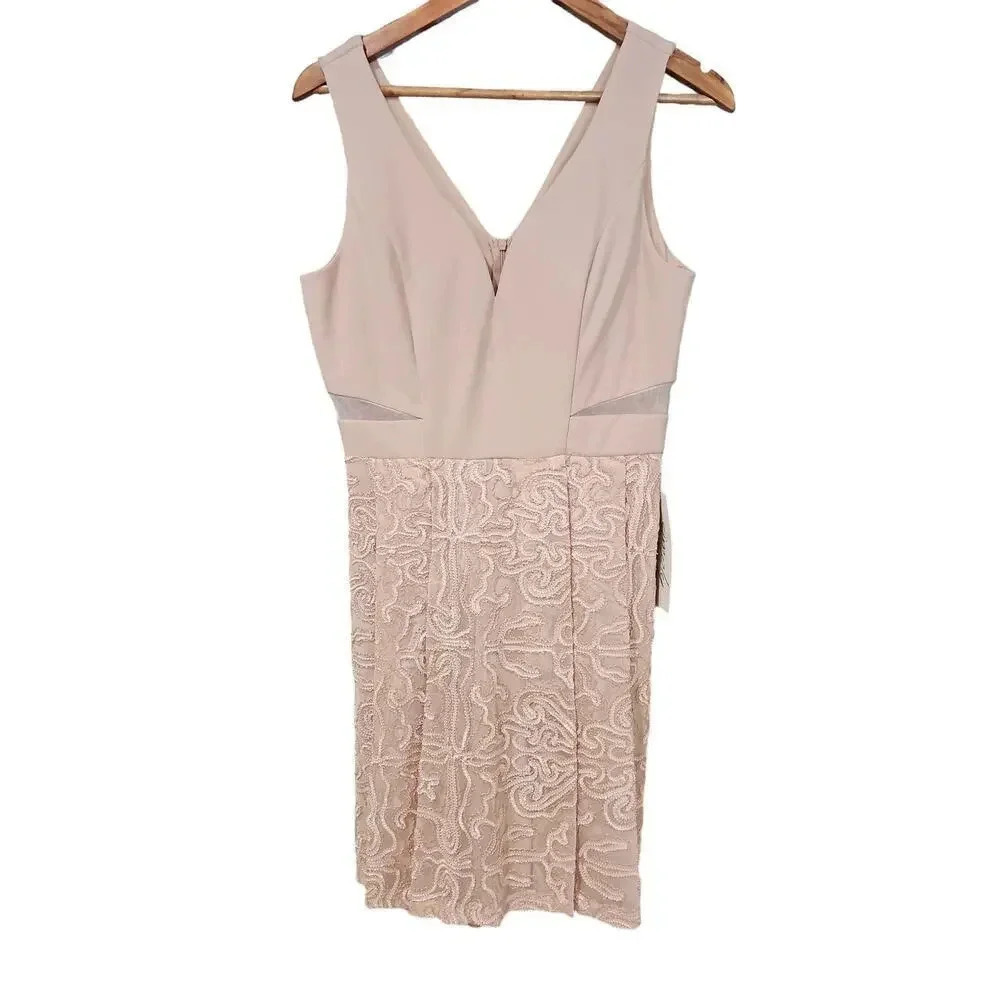 Simply Soutache Lace Mini Dress Pink Size L NWT
